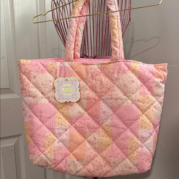 Handbags - Quilted Pink Patchwork Tote Bag -